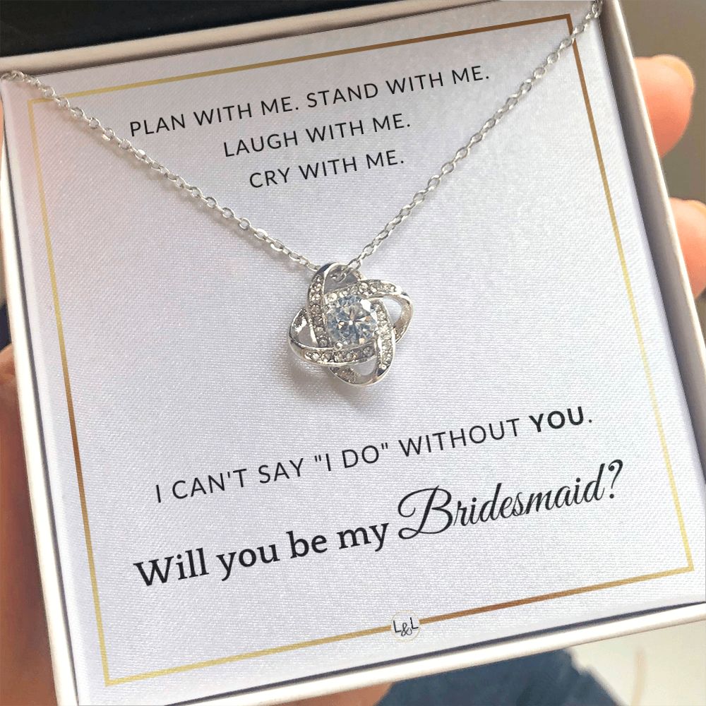 Bridesmaid Proposal - Wedding Party Necklace - Gift From Bride - Will you be my Bridesmaid - Elegant White and Gold Wedding Theme