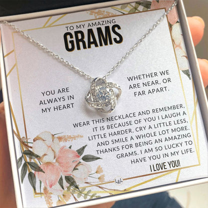 Grams Gift - Beautiful Women's Pendant - From Granddaughter, Grandson, Grandkids - Great For Mother's Day, Christmas, or Birthday