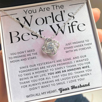 World's Best Wife - To My Wife Necklace - From Husband - Christmas Gifts, Birthday Present, Wedding Anniversary Gift, Valentine's Day