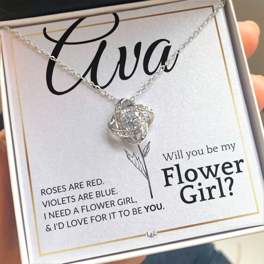 Flower Girl Proposal - Will You Be My Flower Girl - Custom Name - Elegant White and Gold Wedding Theme