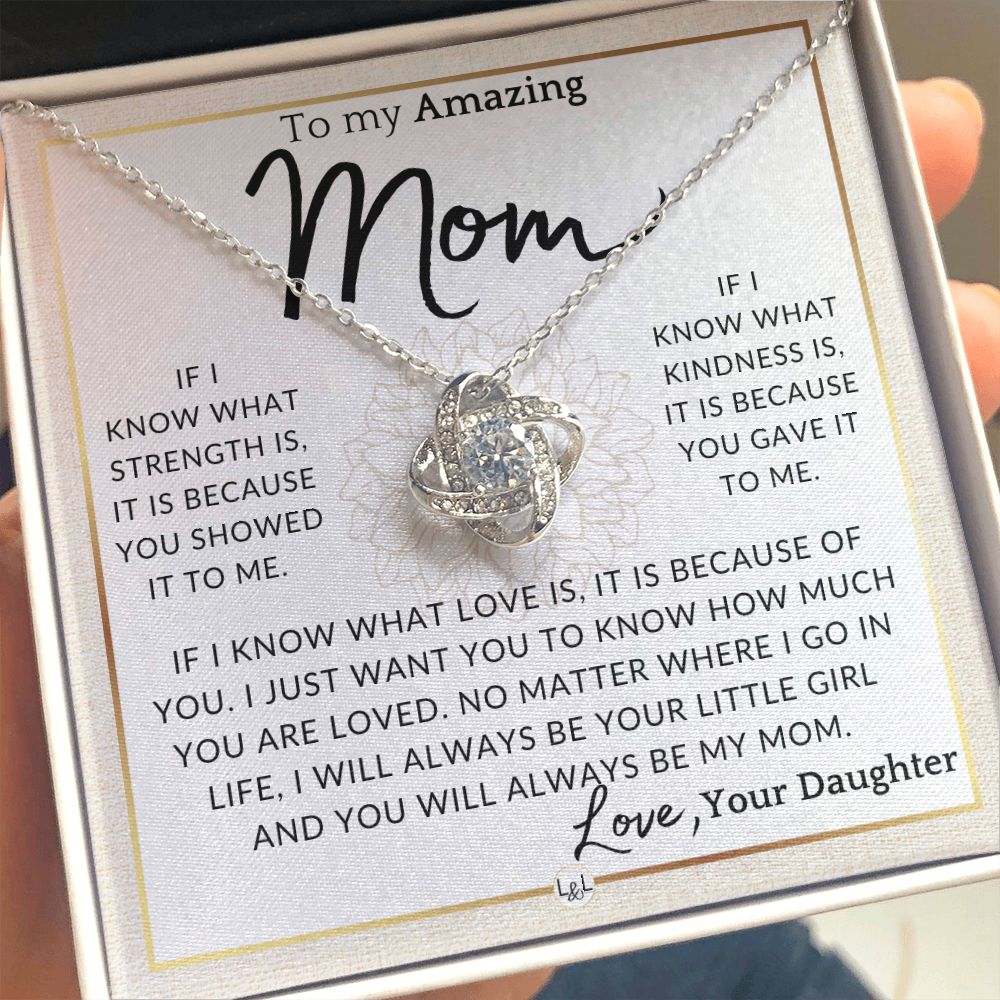 Gift for Mom - Because You - To My Mother, From Daughter - A Beautiful Women's Pendant Necklace - Great For Mother's Day, Christmas, or Her Birthday
