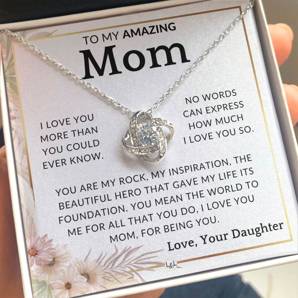 Gift for Mom - My Rock - To Mother, From Daughter - Beautiful Women's Pendant Necklace - Great For Mother's Day, Christmas, or Her Birthday