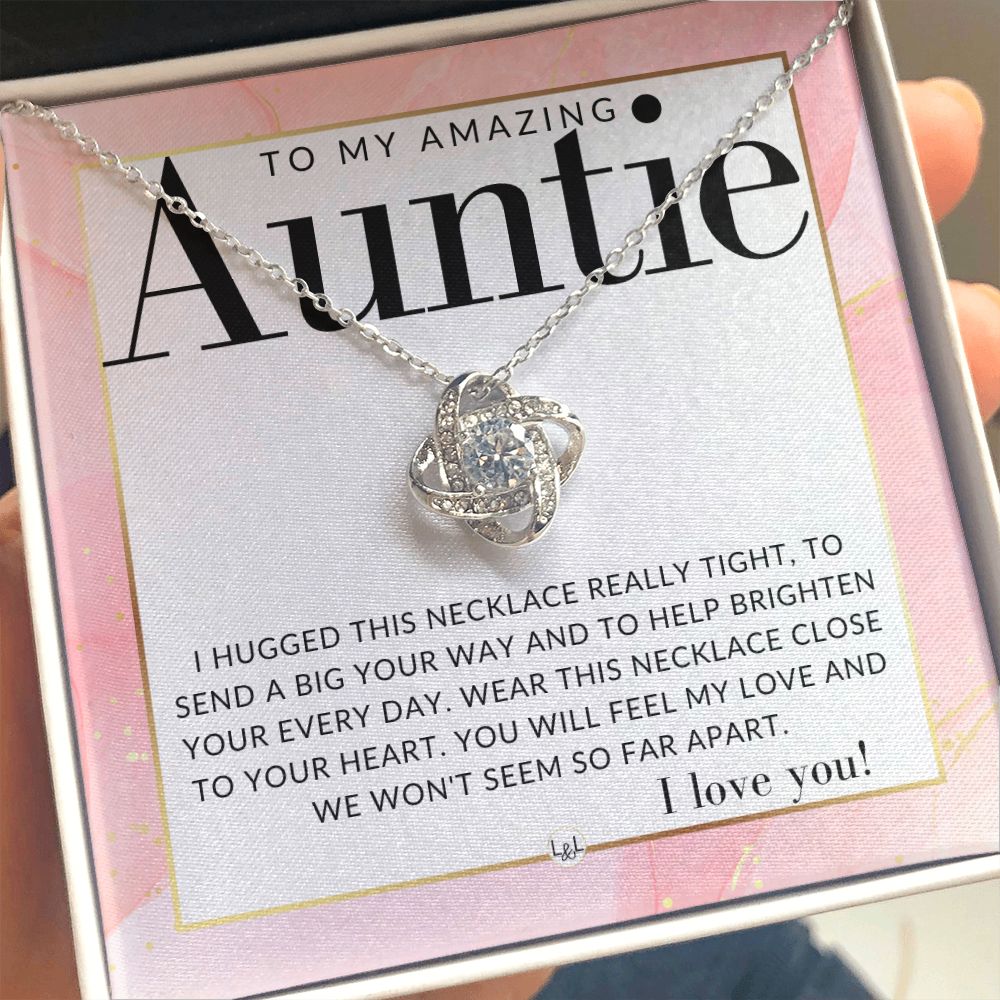 Gift For Your Auntie - Present for Auntie From Niece or Nephew - Pendant Necklace - Great For Christmas, Her Birthday, Or As An Encouragement Gift