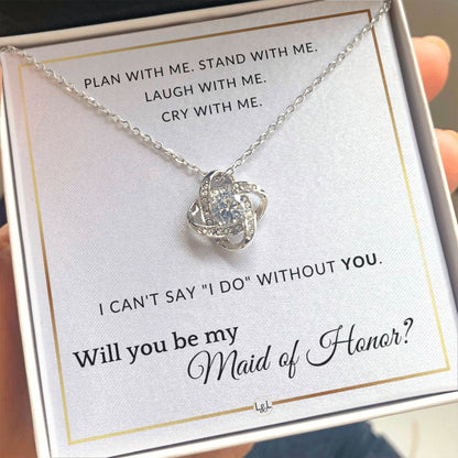 Maid of Honor Proposal - Wedding Party Necklace - Gift From Bride - Will you be my Maid of Honor - Elegant White and Gold Wedding Theme