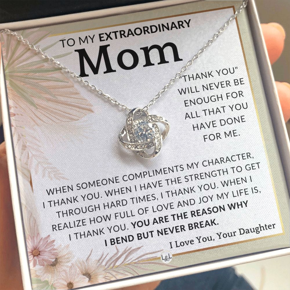 Gift for Mom - Never Enough - To Mother, From Daughter - Beautiful Women's Pendant Necklace - Great For Mother's Day, Christmas, or Her Birthday