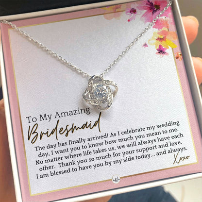 Bridesmaid Gift - On My Wedding Day From Bride - Wedding Party Thank You Jewelry Accessories , Pink Floral and Boho Wedding Theme - Liliana and Liam