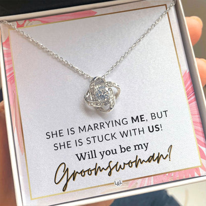 Groomswoman Proposal - Gift From Groom - Will You Be My Groomswoman - Wedding Party Accessories , Pink Floral and Boho Wedding Theme - Liliana and Liam