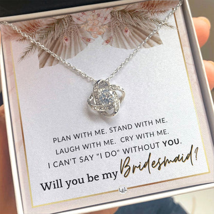 Bridesmaid Proposal, Custom Name - Wedding Party Jewelry Accessory From Bride - Be My Bridesmaid , Pink Floral and Boho Wedding Theme - Liliana and Liam