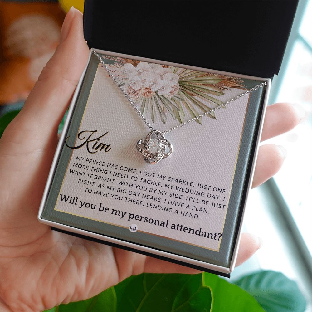 Wedding Personal Attendant Proposal, Custom Name - Wedding Helper - Wedding Party Gift Idea , Sage Green & Boho Wedding Theme
