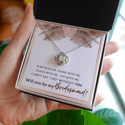 Bridesmaid Proposal, Custom Name - Wedding Party Jewelry Accessory From Bride - Be My Bridesmaid , Pink Floral and Boho Wedding Theme - Liliana and Liam