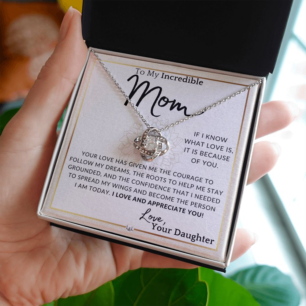 Gift for Mom - Because Of You - To My Mother, From Daughter - A Beautiful Women's Pendant Necklace - Great For Mother's Day, Christmas, or Her Birthday