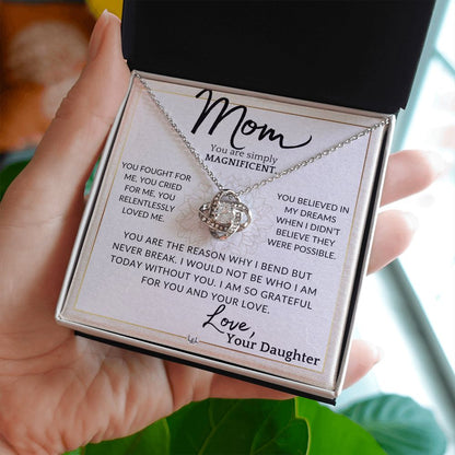 Gift for Mom - Simply Magnificent - To My Mother, From Daughter - A Beautiful Women's Pendant Necklace - Great For Mother's Day, Christmas, or Her Birthday