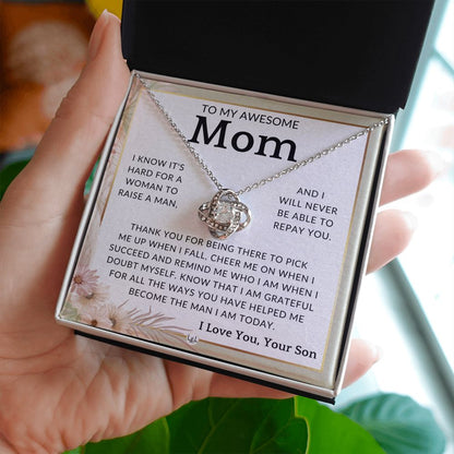 Gift for Mom, From Son - Raising A Man - To Mother, From Son - Beautiful Women's Pendant Necklace - Great For Mother's Day, Christmas, or Her Birthday