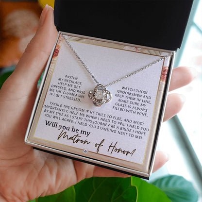 Matron of Honor Proposal Gift - Unique Be My MOH Gift From Bride - I Need You - Wedding Party , Pink Floral and Boho Wedding Theme - Liliana and Liam