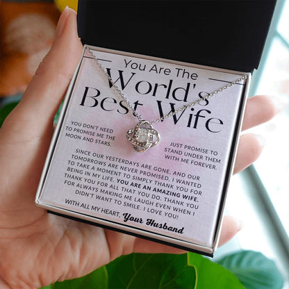World's Best Wife - To My Wife Necklace - From Husband - Christmas Gifts, Birthday Present, Wedding Anniversary Gift, Valentine's Day