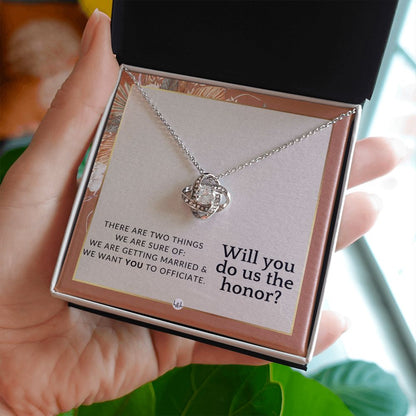 Wedding Officiant Proposal - Female Wedding Officiant, Pastor, Celebrants - Do Us The Honor , Terracotta, Rust And Gold Wedding Theme - Liliana and Liam