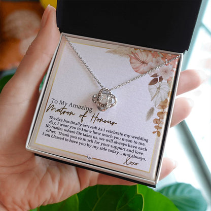 Matron of Honour Thank You Gift - On My Wedding Day Gift From Bride - Wedding Party Accessories , Pink Floral and Boho Wedding Theme - Liliana and Liam