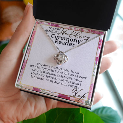 Wedding Ceremony Reader - Great Thank You Gift From Bride and Groom - Gratitude & Appreciation , Pink Floral and Boho Wedding Theme - Liliana and Liam