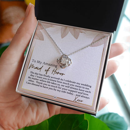 Maid of Honor Gift - MOH On My Wedding Day - Great Wedding Party Thank You Gift From The Bride , Pink Floral and Boho Wedding Theme - Liliana and Liam