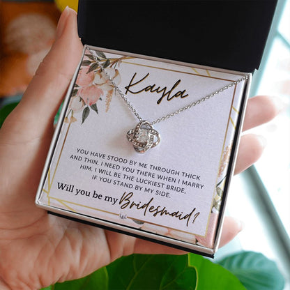 Bridesmaid Proposal Custom Name - Wedding Party Jewelry Accessories From Bride - Need You There , Pink Floral and Boho Wedding Theme - Liliana and Liam