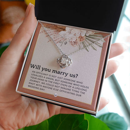 Wedding Officiant Proposal - Female Wedding Officiant, Pastor, Celebrants - Will You Marry Us , Terracotta, Rust And Gold Wedding Theme - Liliana and Liam