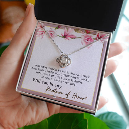 Matron of Honour Proposal Gift - Unique Be My MOH Gift From Bride - Through Thick and Thin , Pink Floral and Boho Wedding Theme - Liliana and Liam