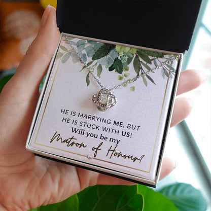 Matron of Honour Proposal Gift - Be My MOH Gift From Bride - Wedding Party - Stuck With Us , White and Green, Eucalyptus Wedding - Liliana and Liam