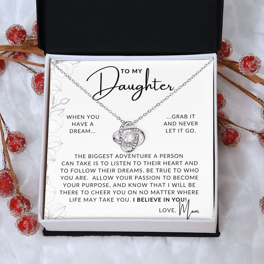 Follow Your Dreams - To My Daughter (From Mom) - Mother to Daughter Gift - Christmas Gifts, Birthday Present, Graduation Necklace, Valentine's Day