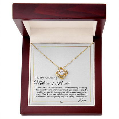Matron of Honor Gift - On My Wedding Day - Wedding Party Thank You Gift - Elegant White and Gold Wedding Theme - Liliana and Liam