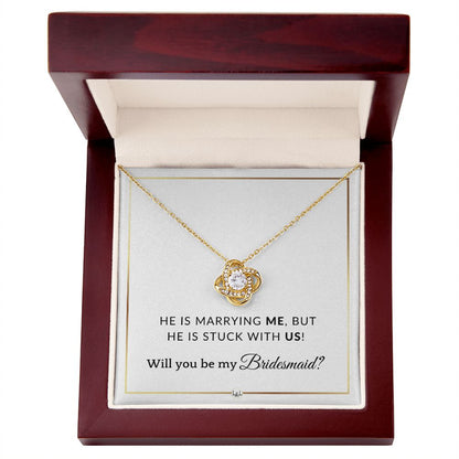 Bridesmaid Proposal - Wedding Party Necklace - Gift From Bride - Stuck with US - Elegant White and Gold Wedding Theme - Liliana and Liam