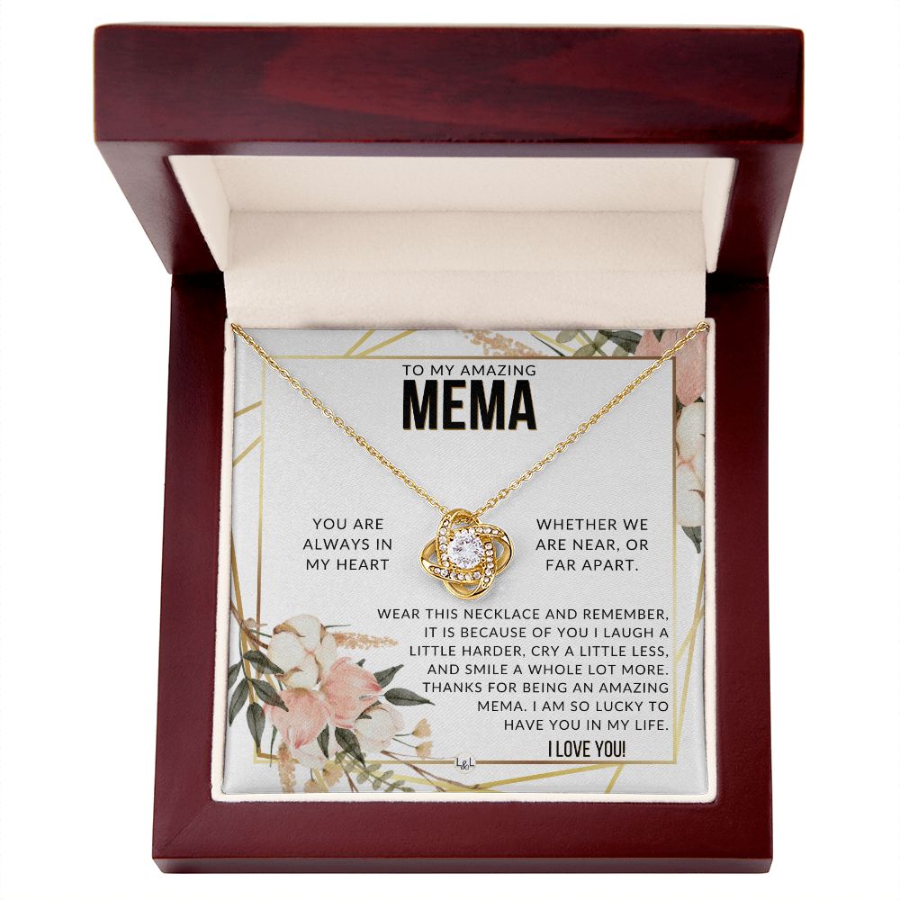 Mema Gift - Beautiful Women's Pendant - From Granddaughter, Grandson, Grandkids - Great For Mother's Day, Christmas, or Birthday