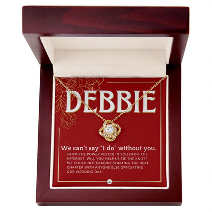 Wedding Officiant Proposal, Custom Name - From The Power Vested In You From The Internet Necklace - Red and Gold Wedding Theme