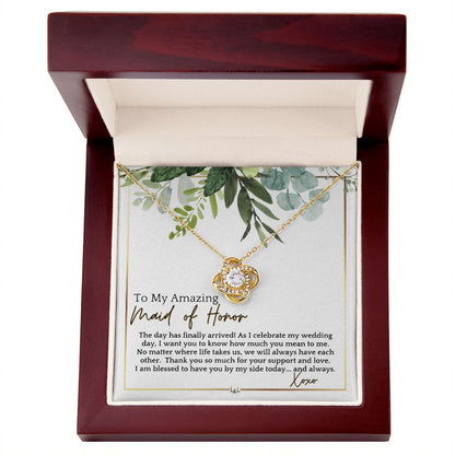 Maid of Honor Gift - MOH On My Wedding Day - Great Wedding Party Thank You Gift From The Bride , White and Green, Eucalyptus Wedding - Liliana and Liam