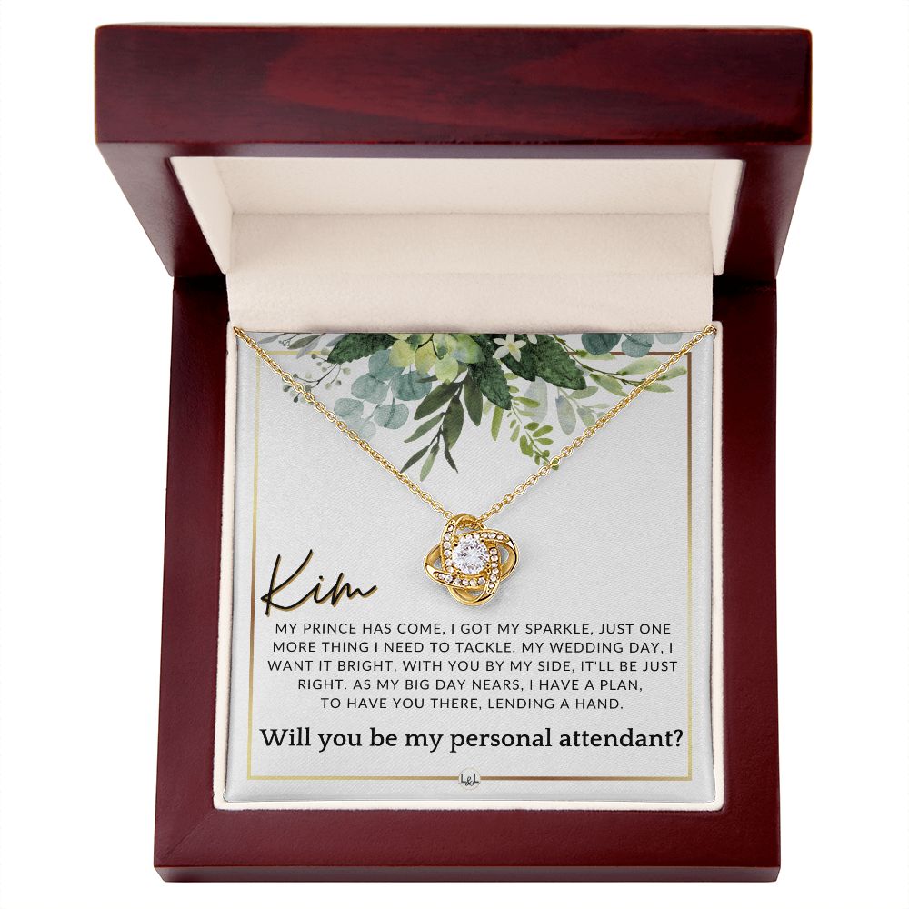Wedding Personal Attendant Proposal, Custom Name - Wedding Helper - Wedding Party Gift Idea , White and Green, Eucalyptus Wedding