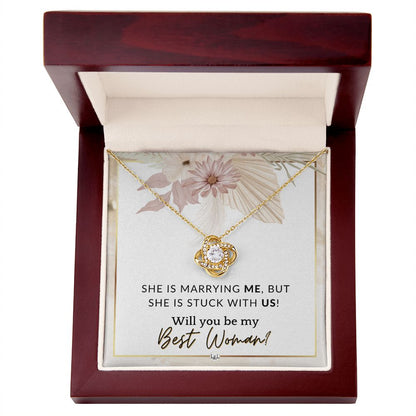 Best Woman Proposal - Gift From Groom - Will You Be My Best Woman - Wedding Party Accessories , Pink Floral and Boho Wedding Theme - Liliana and Liam