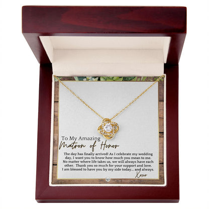 Matron of Honor Thank You Gift - On My Wedding Day MOH Gift From Bride - Wedding Party Accessory , Rustic and Wood Wedding Theme - Liliana and Liam
