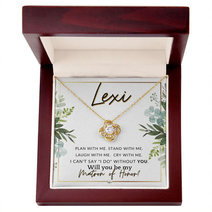 Matron of Honor Proposal, Custom Name - Be My Maid Of Honor, MOH Gift From Bride, Plan With Me , White and Green, Eucalyptus Wedding