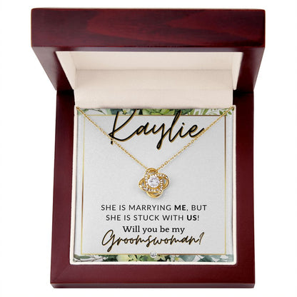 Groomswoman Proposal, Custom Name, From Groom - Be My Groomswoman - Wedding Party Accessories , White and Green, Eucalyptus Wedding