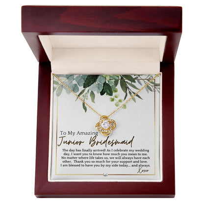Junior Bridesmaid Gift - On My Wedding Day For Jr. Bridesmaid - Wedding Party Thank You Gift , White and Green, Eucalyptus Wedding - Liliana and Liam