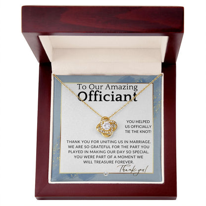 Officiant Gift - Thank You Gift For Wedding Officiant or Pastor - Gratitude and Appreciation , Dusty Blue And Gold Wedding Theme - Liliana and Liam