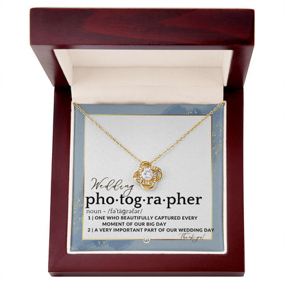 Wedding Photographer Gift - Thank You From Bride & Groom - Gratitude Gift, Token of Appreciation , Dusty Blue And Gold Wedding Theme - Liliana and Liam