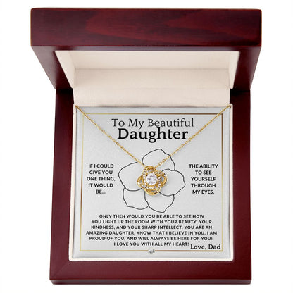 Through My Eyes - Elegant Knot Pendant Necklace - Gift For My Daughter From Dad - Liliana and Liam