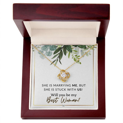 Best Woman Proposal - Gift From Groom - Will You Be My Best Woman - Wedding Party Accessories , White and Green, Eucalyptus Wedding - Liliana and Liam