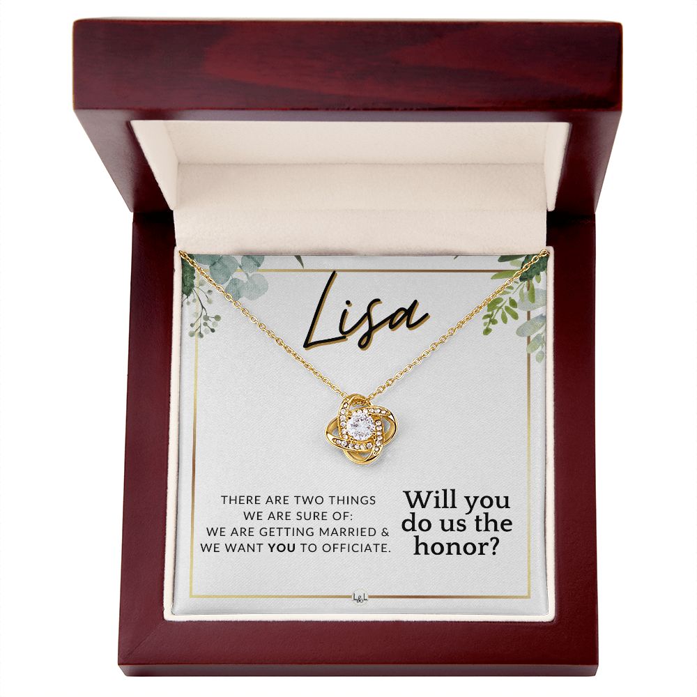 Wedding Officiant Proposal, Custom Name - Female Officiant, Vow Renewal - Do Us The Honor , White and Green, Eucalyptus Wedding