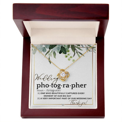 Wedding Photographer Gift - Thank You From Bride & Groom - Gratitude Gift, Token of Appreciation , White and Green, Eucalyptus Wedding - Liliana and Liam