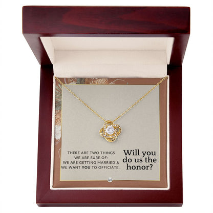 Wedding Officiant Proposal - Female Wedding Officiant, Pastor, Celebrants - Do Us The Honor , Terracotta, Rust And Gold Wedding Theme - Liliana and Liam