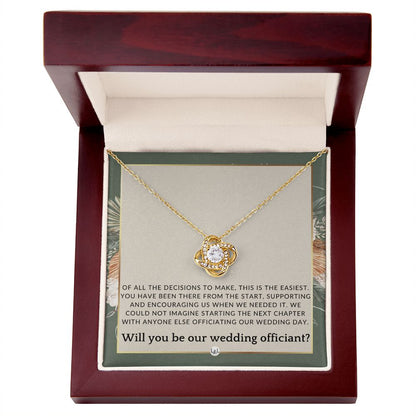 Wedding Officiant Proposal - Female Wedding Officiant, Pastor, Celebrants - Of All The Decisions , Sage Green & Boho Wedding Theme - Liliana and Liam