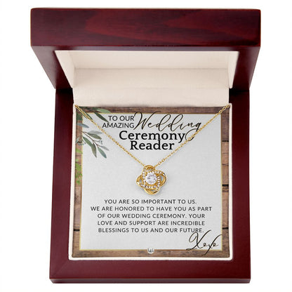 Wedding Ceremony Reader - Great Thank You Gift From Bride and Groom - Gratitude & Appreciation , Rustic and Wood Wedding Theme - Liliana and Liam