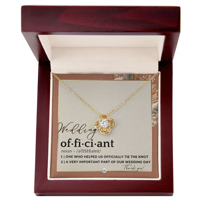 Officiant Gift - Thank You Gift For Female Wedding Officiant, Pastor - Thank You For Marrying Us , Terracotta, Rust And Gold Wedding Theme - Liliana and Liam