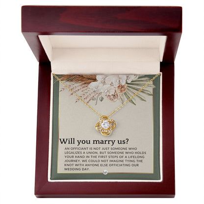 Wedding Officiant Proposal - Female Wedding Officiant, Pastor, Celebrants - Will You Marry Us , Sage Green & Boho Wedding Theme - Liliana and Liam